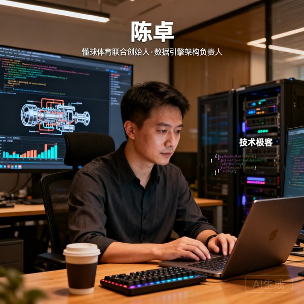 懂球体育联合创始人陈卓，技术极客，负责数据引擎架构